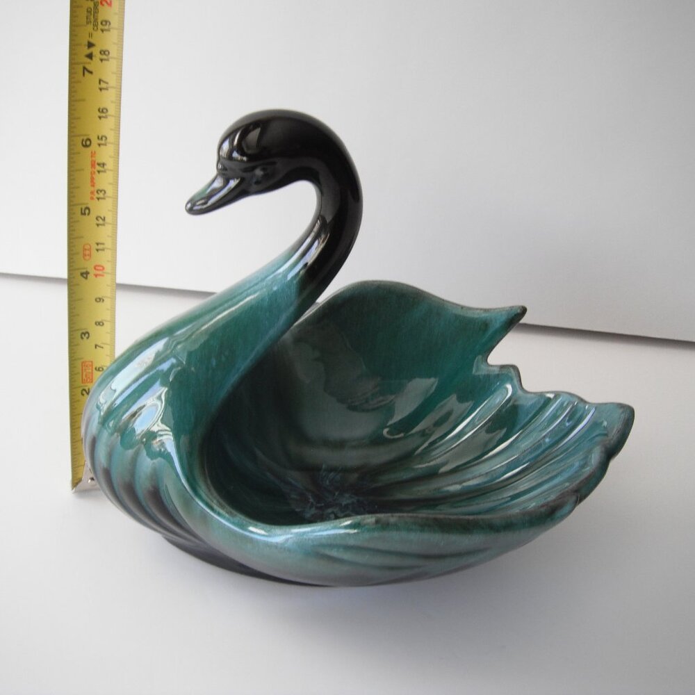 Vintage Blue Mountain Pottery Vase Swan Made in Canada Drip Glaze 6.5"